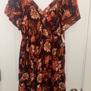 Old Navy Brown Flutter Sleeve V-Neck Sundress